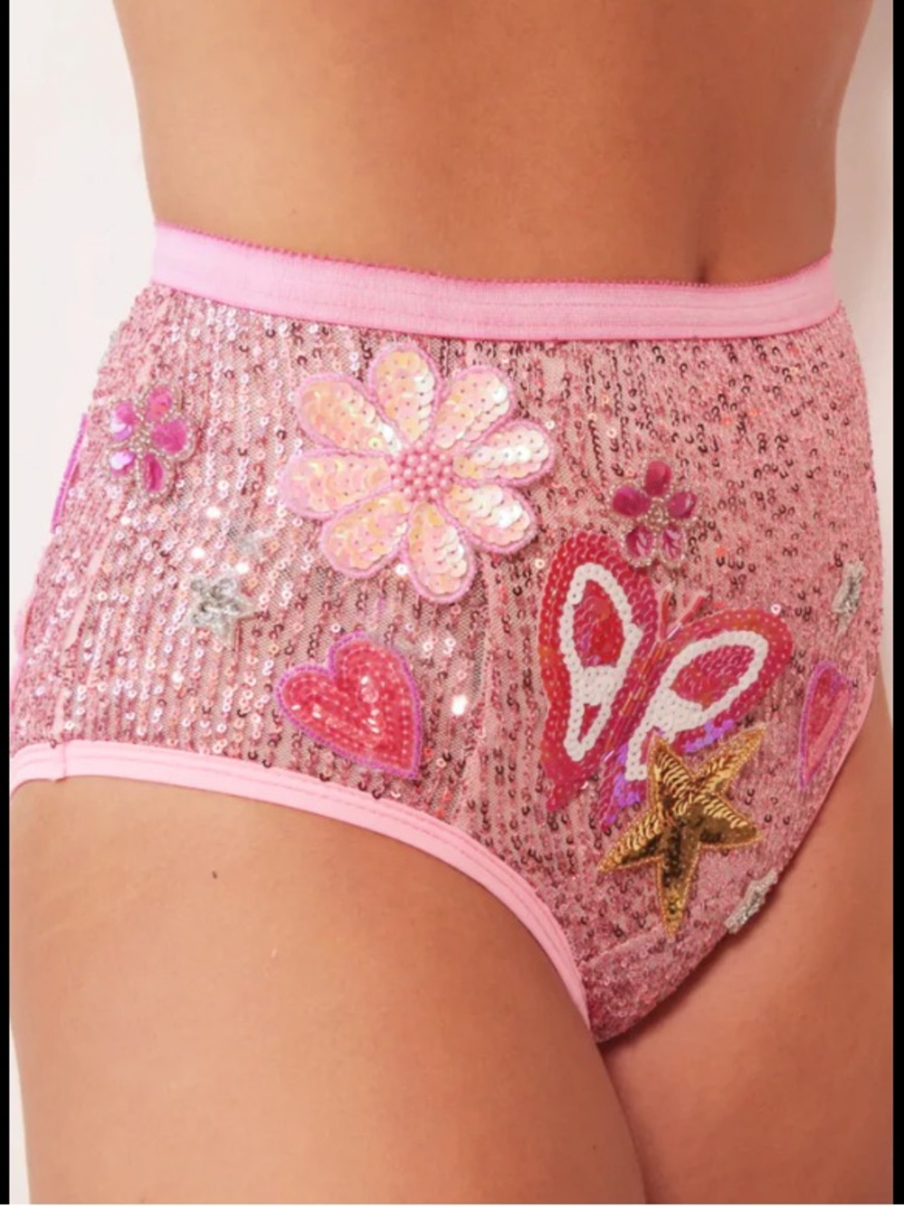 East n West raver Pink Sequin Fairyland bottoms